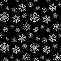 Snowflake simple seamless pattern. Abstract wallpaper, wrapping decoration. Symbol of winter, Merry Christmas holiday, Happy New Year celebration Vector illustration