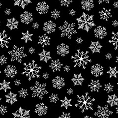 Snowflake simple seamless pattern. Abstract wallpaper, wrapping decoration. Symbol of winter, Merry Christmas holiday, Happy New Year celebration Vector illustration