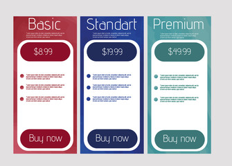 Vector Pricing table template