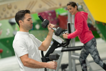 man training in a gym