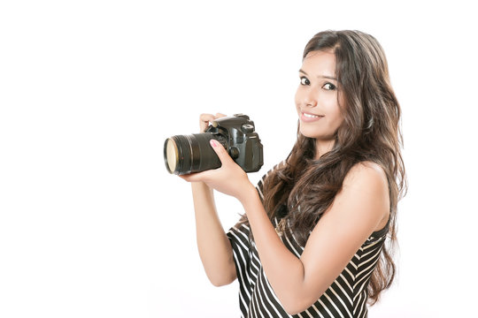 indian girl with camera