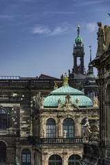 Naklejka premium Big architecture building on townsquare in Germany. View under blue sky.