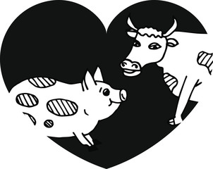 Pig and cow logo