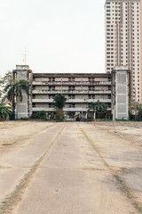 Old concrete apartment building in Bangkok, Thailand.