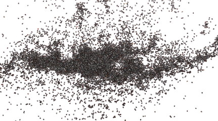 Poppy seeds isolated on white background and texture, top view
