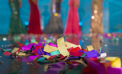 Celebration of queen of beauty Latin America, confetti multi color.