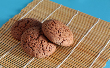 Three homemade oatmeal cookies