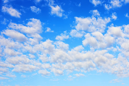 White plumose clouds.Cloudy blue sky. © zurbagan
