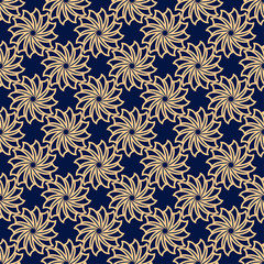 Floral seamless pattern. Golden blue wallpaper background