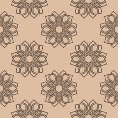 Floral seamless pattern. Brown beige wallpaper background