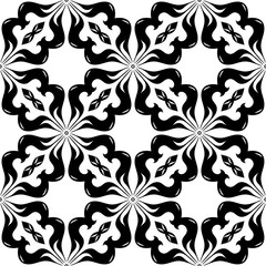 Black floral seamless pattern on white background