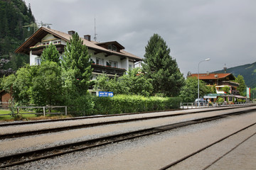 Fototapeta na wymiar Railway station in Mayrhofen. Austria