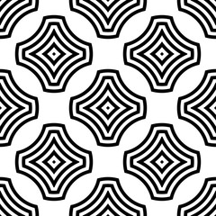 White and black geometric ornament. Seamless pattern