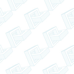 White and navy blue geometric ornament. Seamless pattern