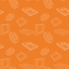 Orange geometric ornament. Seamless pattern