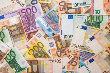 pile of euro banknotes as background