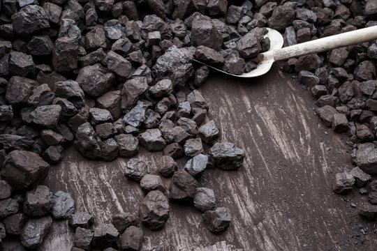 Shovel and coal, lignite storage