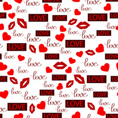 Love seamless pattern. Romantic seamless pattern with hearts, lips. Valentines day decoration texture. Love concept. Wedding invitation