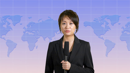 Female news anchor in studio