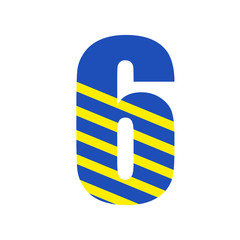 Vector stripped alphabet. Number 6