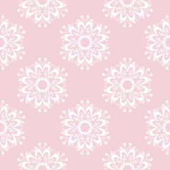 Seamless pattern with soft pink floral ornaments