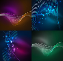 Set of particles smoke wave backgrounds