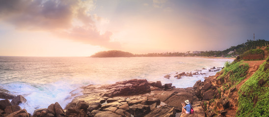 Fototapeta na wymiar Tropical beach on sunset