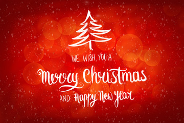 We wish you a Merry Christmas and Happy New year banner handwritten letters