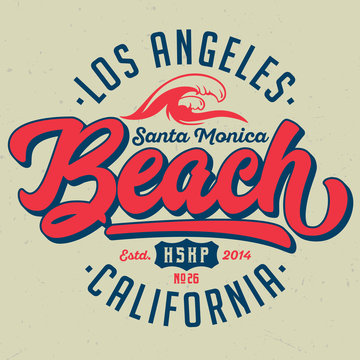 Santa Monica Beach / Los Angeles - Tee Design For Print 