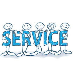 Strichmännchen mit Plakaten und Service