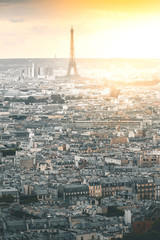 Naklejka premium Evening Light on Tour Eiffel and the City - Paris