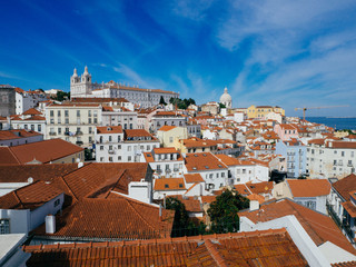 Fototapeta na wymiar Lisbon, Portugal town skyline at the Alfama.