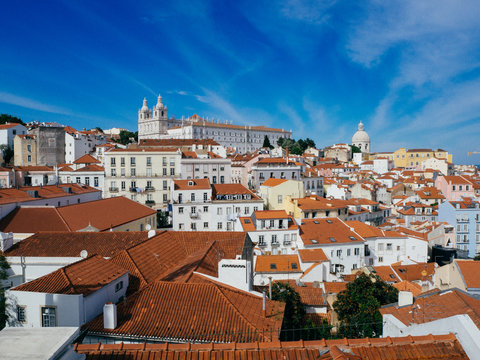 Lisbon, Portugal town skyline at the Alfama.