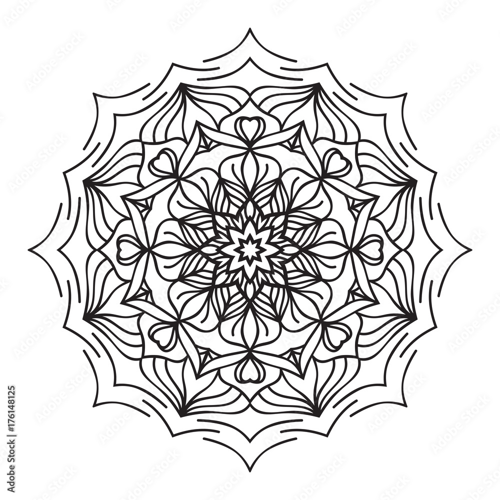 Poster round flower mandala ornament