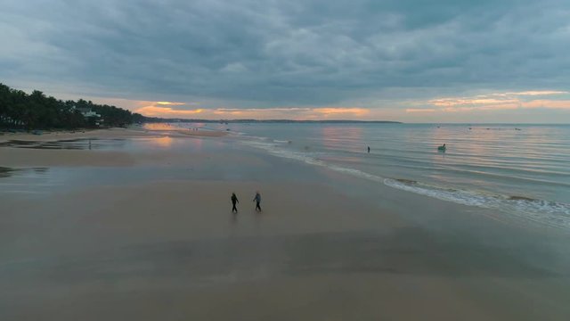 Mui Ne Vietnam Locals on the bech Aerial view Cloud sky