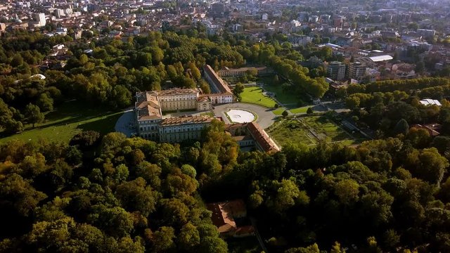 flying over Monza's Villa Reale on autumn