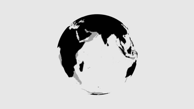 Rotating Transparent Earth Globe in black and grey. Spinning 3D object. 4K footage.