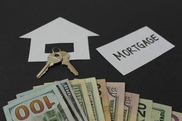 mortgage consept, house icon, keys,money