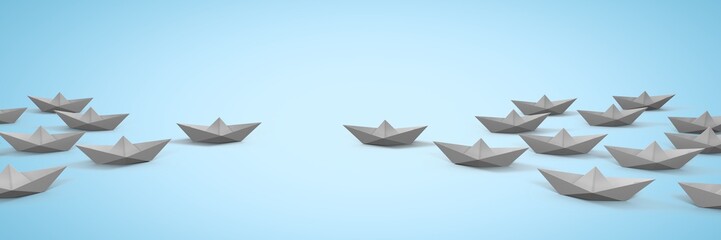 Group of 3d paper boats