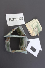 mortgage consept ,house icon ,dollars