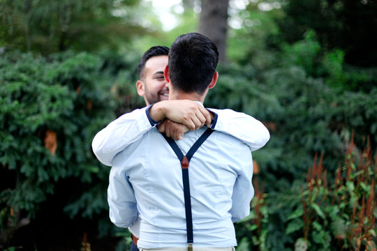 A couple embracing