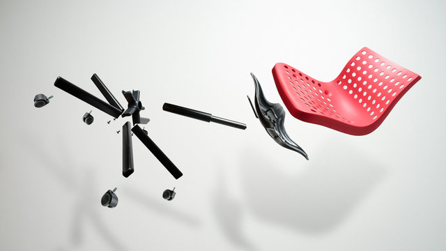 Disassembled Red Chair