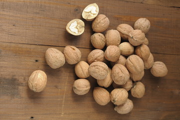 walnuts on a wooden table