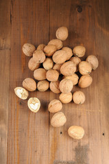 walnuts on a wooden table