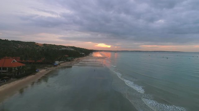Mui Ne Vietnam Resort town Sunset on the bech Aerial view