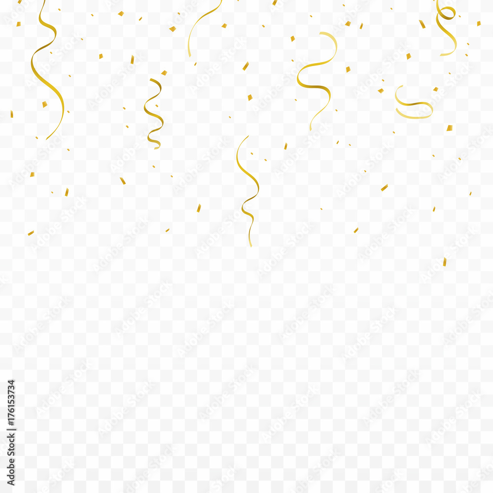 Aufkleber festive background with golden ribbons and confetti. falling confetti and ribbons isolated on transp