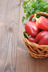 bulgarian pepper on a wooden table