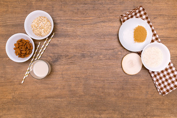Obraz na płótnie Canvas Plant alternative milk recipe: almond, oat, rice