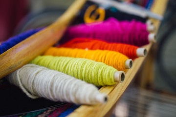 Colorful thread spools