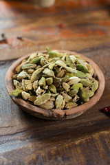 Most expensive spice in the world – dried green cardamom pods with black seeds, used as an ingredient in many cuisines and for medical use